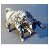 Marble Bull Figurine, 12" Long
