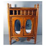 Vintage Hand Crafted Wall Cabinet With Mirrored Doors, 23.5" x 16" x 7.5"