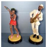 Cast Resin Blues /Jazz Figural Statuettes, Qty 2