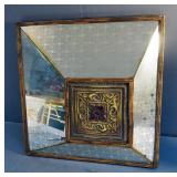 Mirror Framed Panel With Relief Elements, 20" x 20"