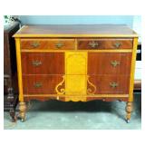 Antique 4 Drawer Dresser On Castor Wheels, 35.5" x 44" x 19.25"