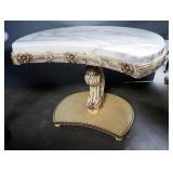 Marble Top Accent Table With Footed Carved Wood Base, 16.5" x 21"x 20", And Hollywood Regency Marble