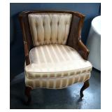 Vintage Upholstered Accent Chair With Button Tufted Back And Cabriole Legs, 32" x 27" x 23"