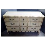 French Provincial 9 Drawer Dresser, 35" x 58" x 21"
