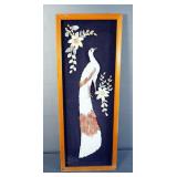 Vintage Sea Shell Peacock, Framed Wall Art, 24" x 9" And Brass Unicorn Mirror, 12" x 8"