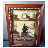 Framed Shadow Box With Antique Coffee Grinder, 16" x 12" And Peggy Abrams Magnolia Shadow Boxes Qty 