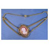 Cameo Choker, Beaded Choker And Gold Toned Chain Chokers, Qty 4