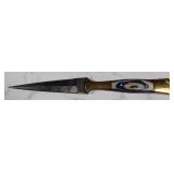 Custom Damascus Steel Fixed Blade Dagger, 4.5" Blade, In Tooled Leather Sheath
