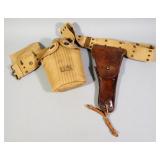 World War I Military Equipment, Includes Backpack With Blanket, Web Belt With 1911 Leather Holster A