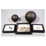 Civil War Ordnance, Includes 12 lb & 4 lb Solid Shot, .58 Unfired In Paper, Approx 15 Bullets (Some 