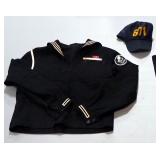 US Navy Seabees Jacket And Trousers With Insignia, And Navy Blue Ball Cap With Gold Numbers
