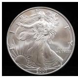 2007 American Eagle $1 Silver Coin, 1 oz Fine Silver