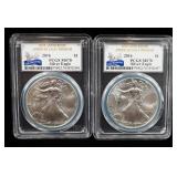 2016 American Eagle $1 Silver Coin, 1 oz Fine Silver, Certified By PCGS, Graded MS70, Qty 2