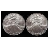 2008 And 2010 American Eagle $1 Silver Coins, Each 1 oz Fine Silver