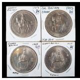 1953 Great Britain 5 Shillings, Qty 5