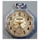 Windsor Pocket Watch, World War I Era, Embossed Casing, In Display