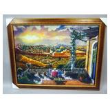 Haim Sherrf (Israeli-Canadian) Dream Terrace Mixed Media On Canvas, Remarked On Back, Framed, Large,