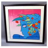 Peter Max (German-American, 1936- ) Blue Lady Planet Serigraph, Numbered 244/300, Framed, Matted, Un