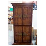 Armoire With Four Cabinet Doors, Four Interior Drawers, Six Cubbies, And Mirror, 75" H x 39" W x 21"