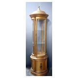 Illuminated Circular Curio Cabinet With Two Interior Glass Shelves And Lower Storage, 80" H x 22" Di
