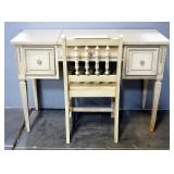 Dixie Vanity Desk And Chair, Center Lifts For Interior Mirror, 2 Side Drawers, 30" H x 44" W x 19" D