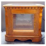 End Table With Glass Panel Doors On Lower Shelf And Interior Light, 22" H x 24" W x 19" D