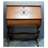 Secretary Desk With Hinged Top and Single Drawer, 39" H x 32" W x 16" D