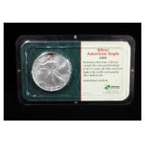 2005 American Eagle $1 Silver Coin, 1 oz Fine Silver, In Littleton Coin Company Showpak