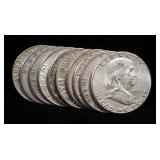 Franklin Half Dollars, Qty 10, Years Range 1948-1963