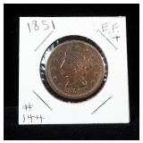 Liberty Head Large Cents, Qty 5, Years Include 1849, 1850, 1851, 1852 And 1856