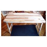 Custom Built Barnwood Table With Iron Accents And Hardware, 31" x 58" x 28"