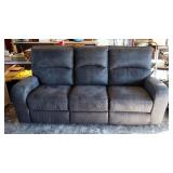 Flex Steel Power Recliner Microfiber Sofa With Power Head Rests, 40" x 82" x 34"