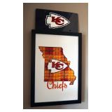 Framed Kansas City Missouri State Chiefs Wall Decor, 19.5" x 13. 5", KC Chiefs License Plate And 3