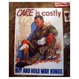 War Bonds Reproduction Poster, 26" x 18.5", U.S. Naval Reserve Medal, U.S. Military Button Pin Assor
