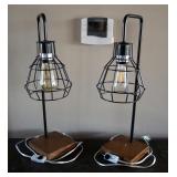 Industrial Style Table Lamps, 22" Tall, Qty 2, Both Power On