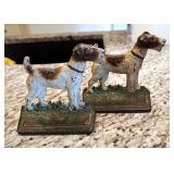 Cast Iron Airedale Terrier Door Stops, 5" Tall, Qty 2