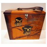 Hand Painted Wood Purse, Vintage Owl Wall Decor, Vintage Owl On The Moon Wall Pocket, And Stuffed Ow