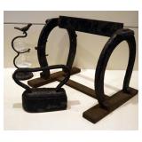 Handcrafted Cast Iron Horseshoe Boot Scraper, 9" x 11" x 9", Mahoney Cast Iron Pat