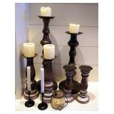 Candle Holder Assortment, Including Metal 24" & 20" Candlesticks, Wood Candlesticks, 13.5", Qty 2, 1