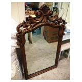 Resin Styled As Carved Wood Mirror, 48" x 30"