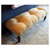 Upholstered Button Tufted Bench With Turned Legs, 18" x 52" x 18.5"