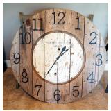 Hand Crafted Wood Vintage Creek Co. Battery Powered Clock Est 1906, 42" Diameter