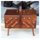 Folding Wood 3 Tier Sewing Box