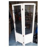 Farmhouse Style Wood And Black Metal Folding Divider With 3 Hanging Baskets, 57" x 61"