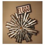 Metal Starburst Wall Hanging, Approximately 24" Diameter And Decorative Bathroom Sign, Total Qty 2
