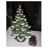 Vintage Ceramic 18" Two Piece Electric Christmas Tree, With Bulbs