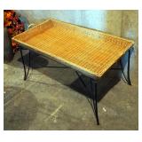 Woven Handled Removable Tray On Metal Collapsible Stand, 19" x 38.5" x 20.5"
