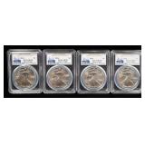 2016 American Eagle $1 Silver Coin, 1 oz Fine Silver, Certified By PCGS, Graded MS70, Qty 4