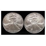 2008 And 2010 American Eagle $1 Silver Coins, Each 1 oz Fine Silver