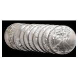 2010 American Eagle $1 Silver Coins, Qty 10, All 1 oz Fine Silver